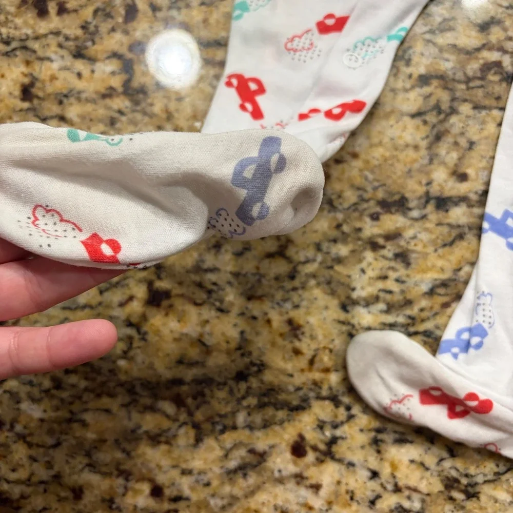 Vintage Carters Car Print Footed Sleeper White Blue Red Snap Front XL 24-28 lbs